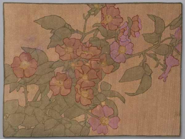 Pink Roses on Terracotta Color Ground