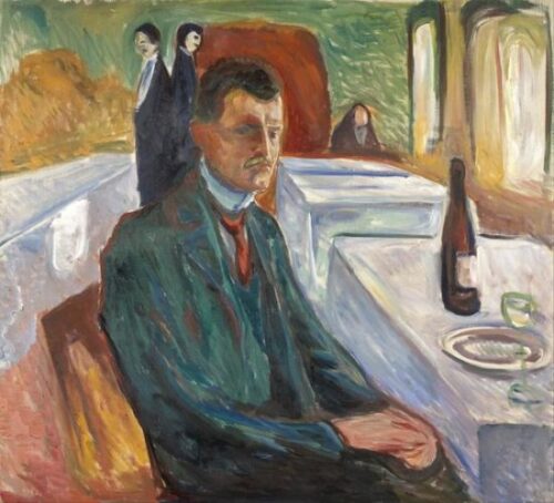 Self-Portrait with a Bottle of Wine 1906