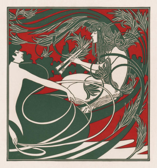 Faun Playing Aulos Twin Flute, detail of Ault & Wiborg Co. Flyer, 1890