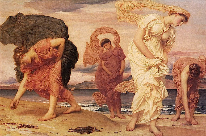 Greek Girls Picking up Pebbles