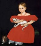Girl in Red Dress, with Cat and Dog, 1830-35