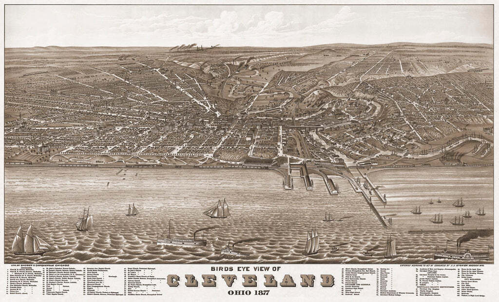 Bird's Eye View of Cleveland, Ohio, 1877