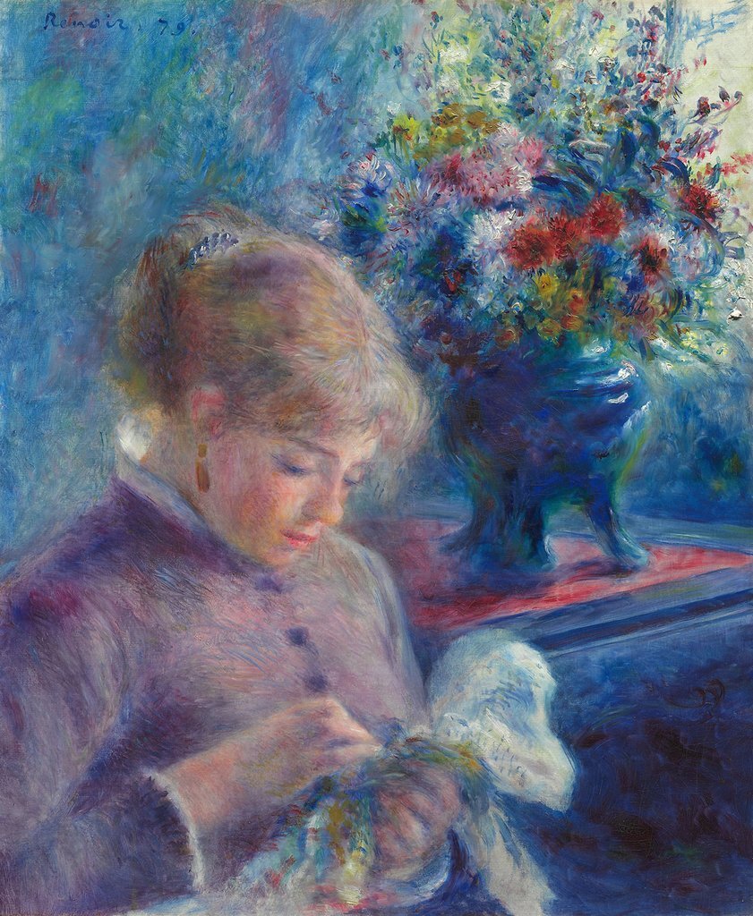 Young Woman Sewing, 1879