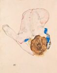 Nude with Blue Stockings, Bending Forward, 1912