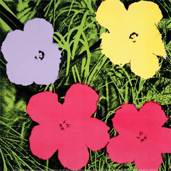 Flowers, 1970 (1 purple, 1 yellow, 2 pink)