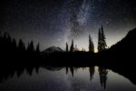 Milky Way with Climbers' Lights, Mount Rainier, Washington