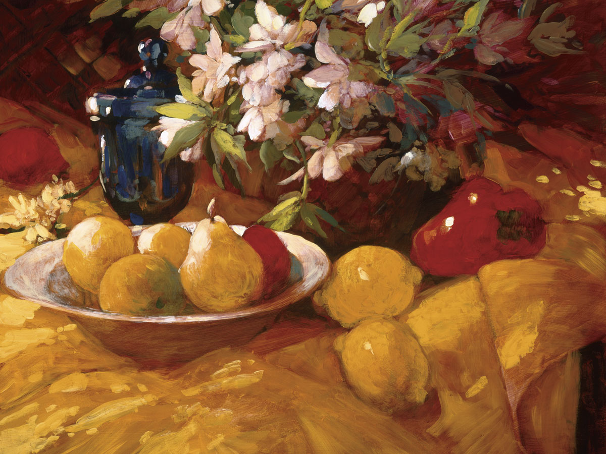 still life art and Pears
