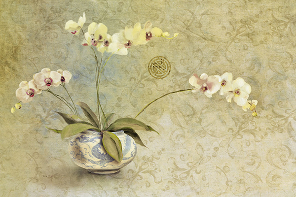 Orchids in a Porcelain Bowl