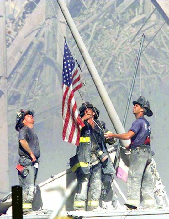 Firemen Raising the Flag At Ground Zero