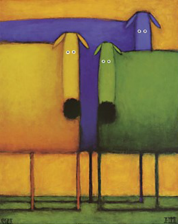 Yellow, Green and Purple Dogs