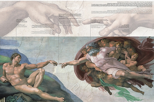 The Creation of Adam (after restoration) with Explanatory Text