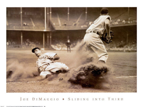 Joe DiMaggio Sliding Into Third