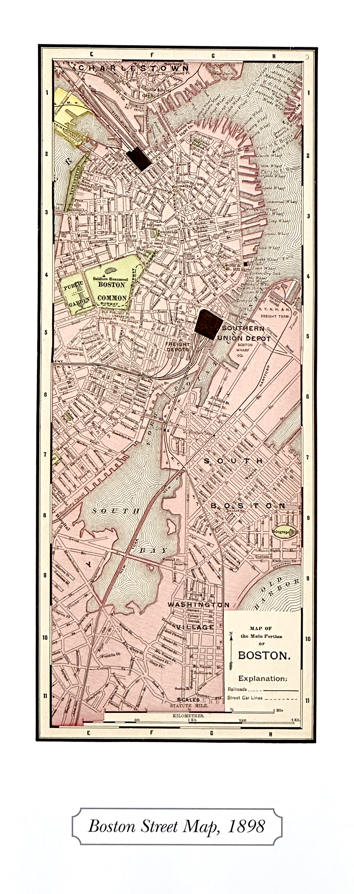 Boston Street Map, 1898
