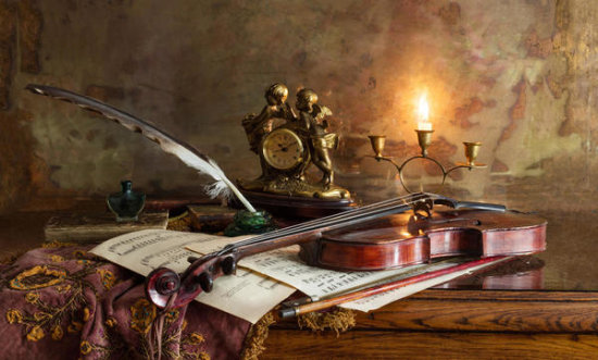 Still Life with Violin and Clock