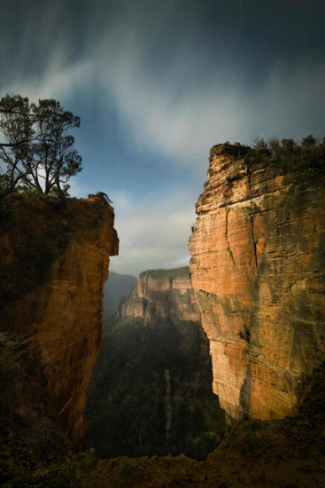Moonlight Over Blue Mountains